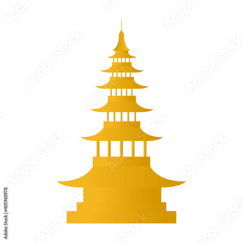 golden chinese castle decorative icon vector illustration design