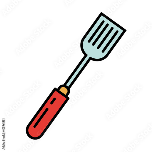 spatula cutlery kitchen utensil line and colors style icon vector illustration design