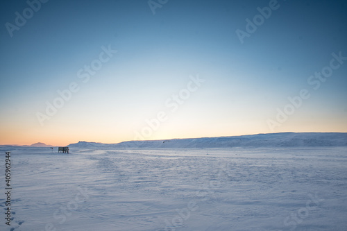 Sunset in the countryside landscape of the Icelandic highlands