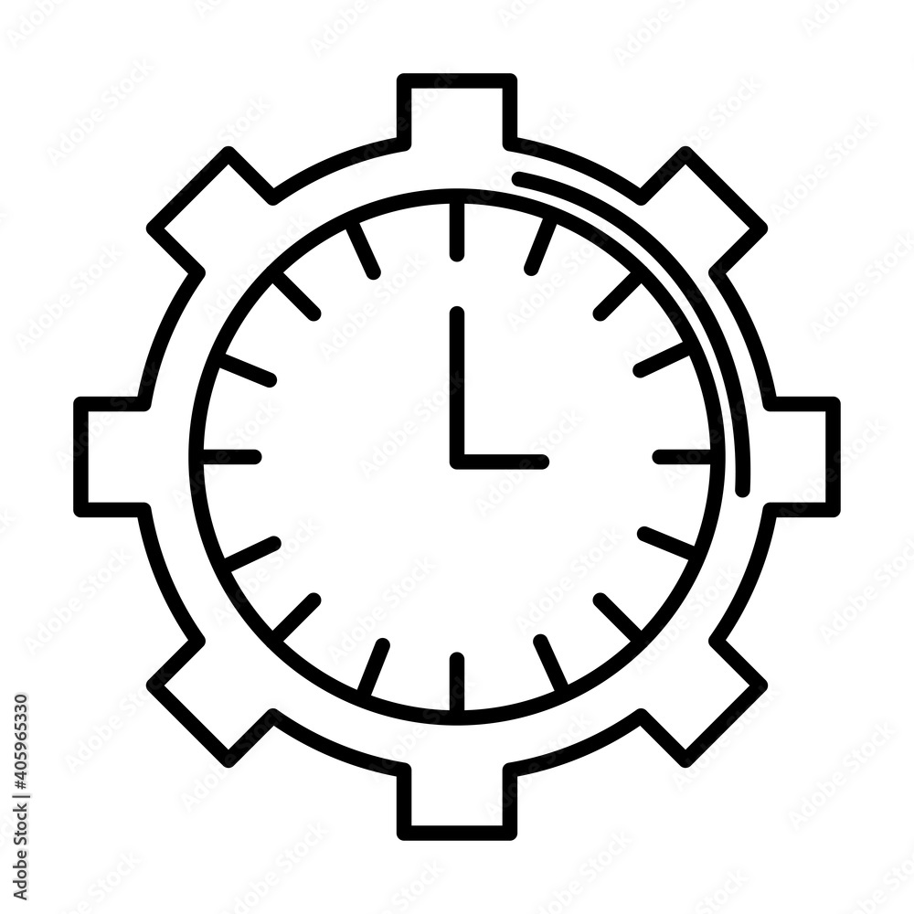 time clock watch analog in gear line style icon vector illustration design time clock watch analog in gear line style icon vector illustration design