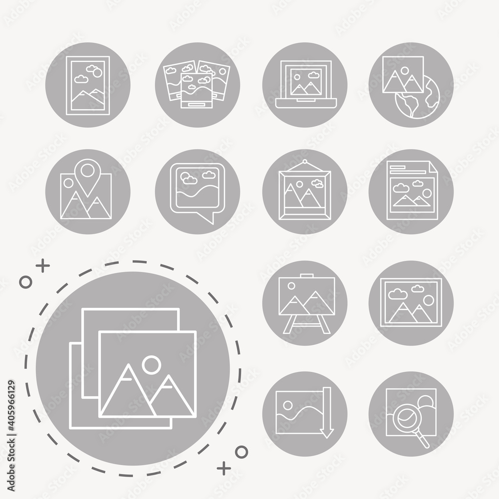 bundle of thirteen pictures with differents scenes line style set icons vector illustration design bundle of thirteen pictures with differents scenes line style set icons vector illustration design