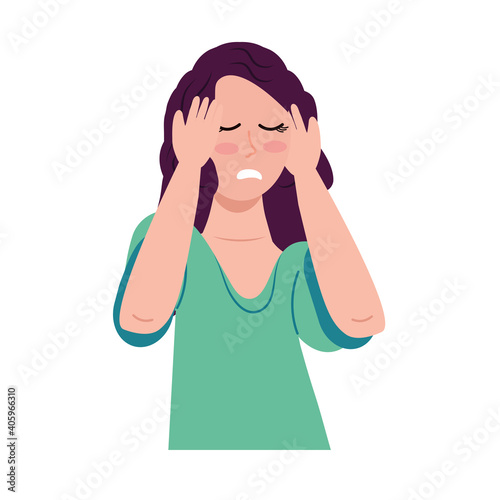 woman depressed with bipolar disorder character vector illustration design