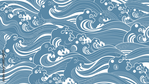 Traditional Japanese wave pattern background vector. 