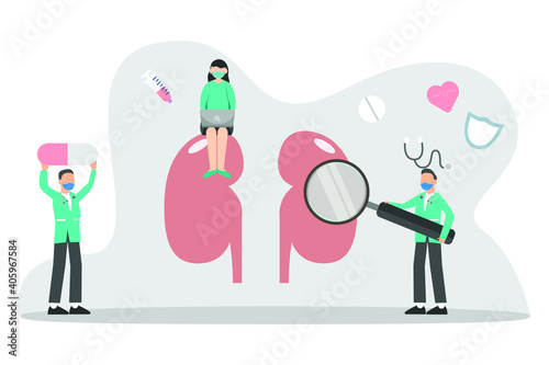 Kidney diagnosis 2D flat vector concept for banner, website, illustration, landing page, flyer, etc