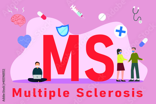 Multiple Sclerosis MS 2D flat vector concept for banner, website, illustration, landing page, flyer, etc