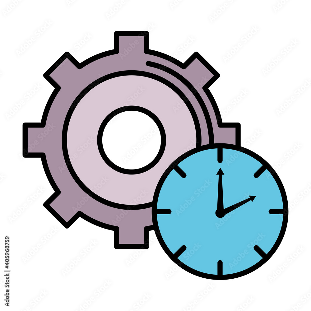 time clock watch with gear line and fill style icon vector illustration design time clock watch with gear line and fill style icon vector illustration design