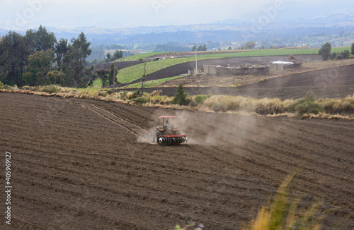 Farming at The fertile Andean highlands under Chimborazo, La Moya, Ecuador