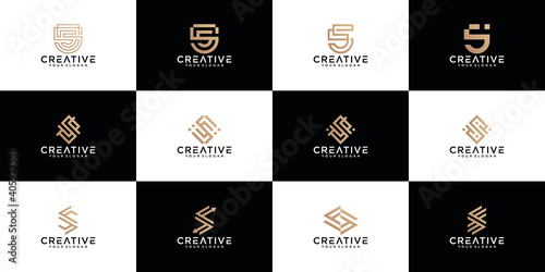 monogram letter s logo design template collection