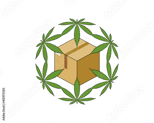 Circular cannabis and delivery box in the middle