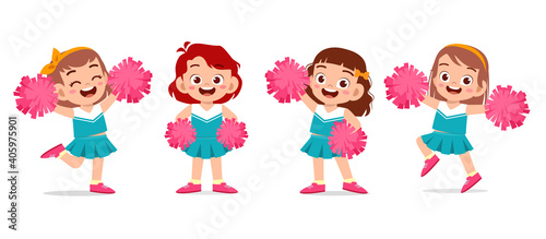 Bilde på lerret happy cute girl wear cheerleader cute uniform set