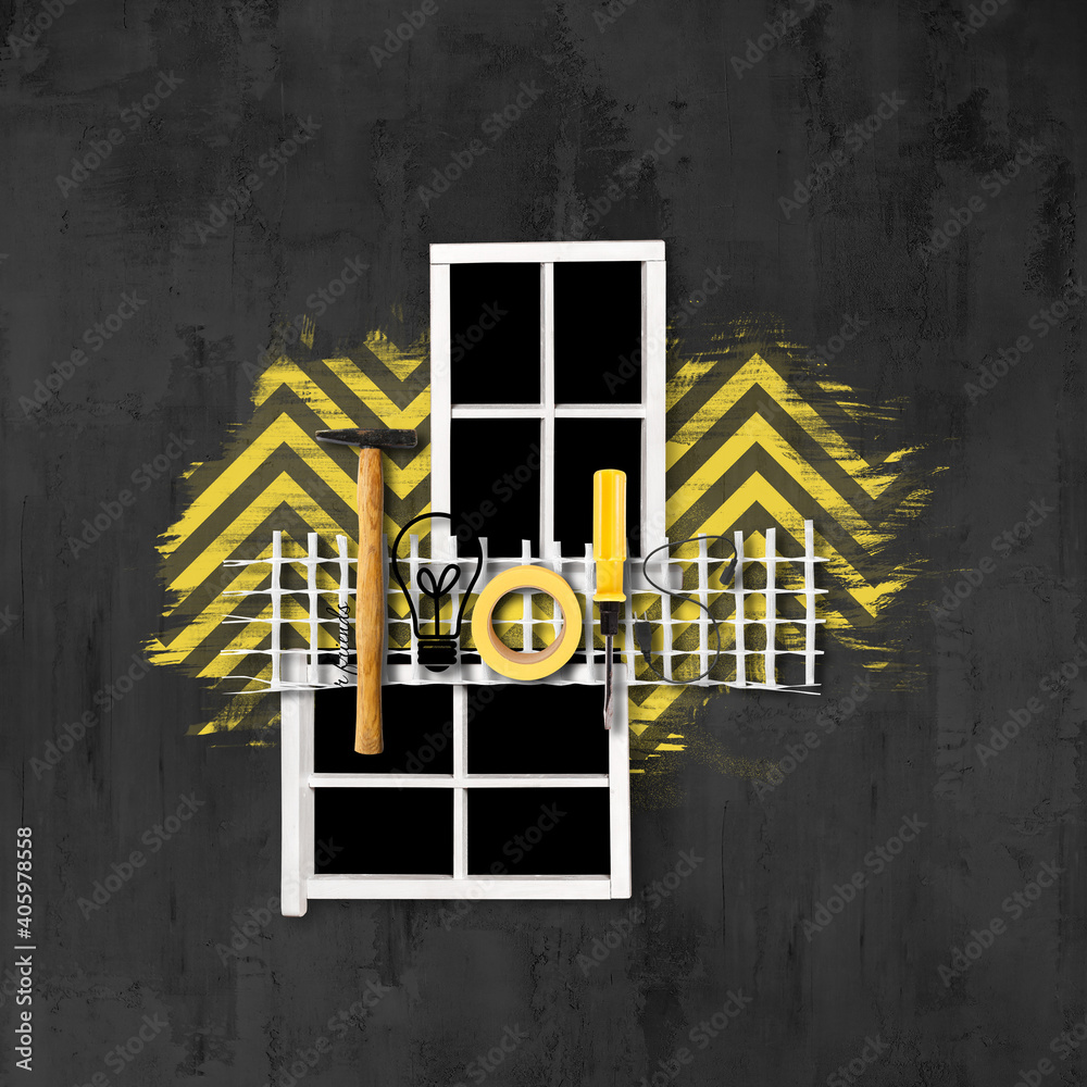 Decorative frame for photo for album on renovation or repair theme ...