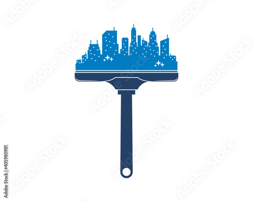 Window cleaner with city building on top