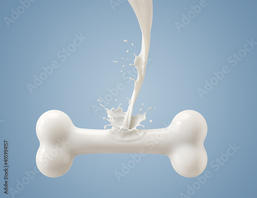 Flowing milk is a bone shape, The concept of strength derived from drink photo