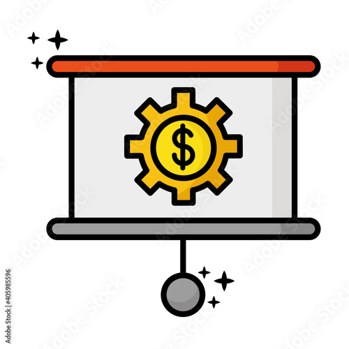 paperboard with dollar symbol in gear icon vector illustration design