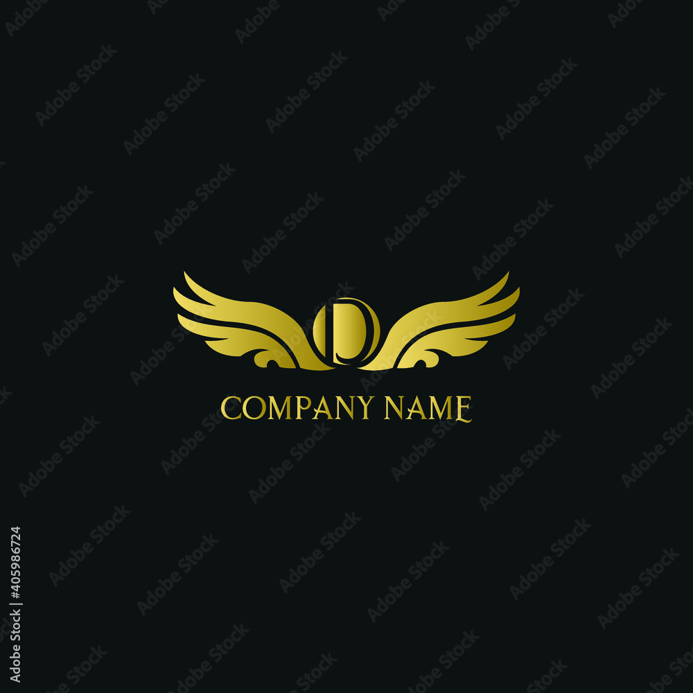 letter D and wings in luxury and elegant golden style logo design letter D and wings in luxury and elegant golden style logo design