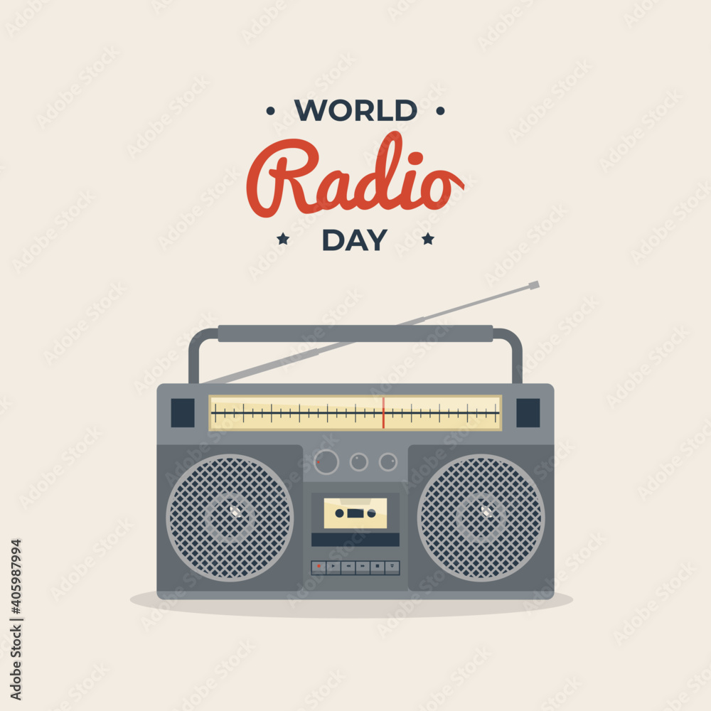 world radio day retro vintage style illustration background vector  Векторный объект Stock | Adobe Stock