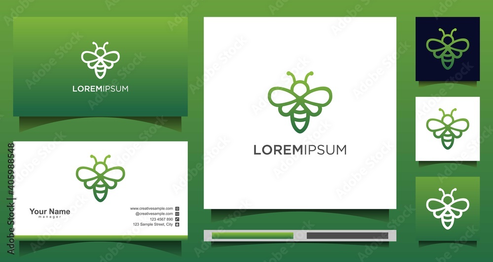 honey bee set logo and business card honey bee set logo and business card