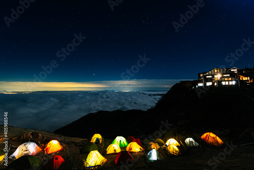 Enzansoh and tent in the night