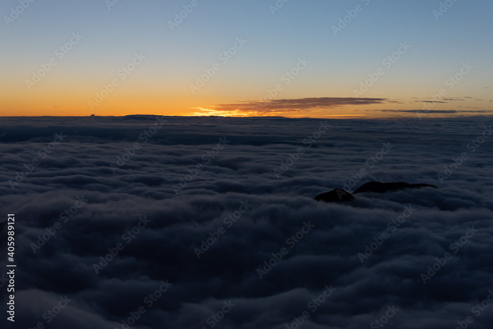 Sun rises to the alps