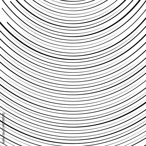 Black thin dynamic curved lines. Optical art. Digital image with psychedelic effect. Vector illustration. Ideal for prints, abstract background, posters, wall mural and web design