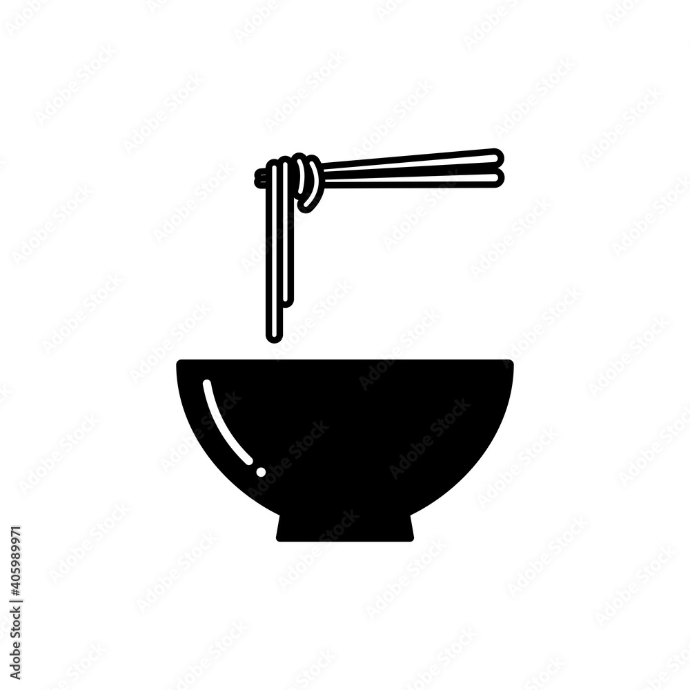 Noodle soup bowl with chopsticks icon. Bowl of ramen noodle icon. Noodle soup bowl with chopsticks icon. Bowl of ramen noodle icon.