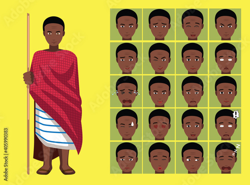 Manga Style Tribe Chaga Cartoon Character Emotions