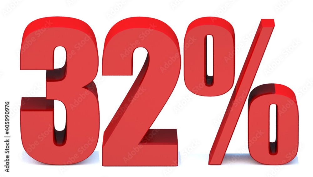  32 Percent off 3d Sign on White Background, Special Offer 32% Discount Tag, Sale Up to 32 Percent Off,big offer, Sale, Special Offer Label, Sticker, Tag, Banner, Advertising, offer Icon