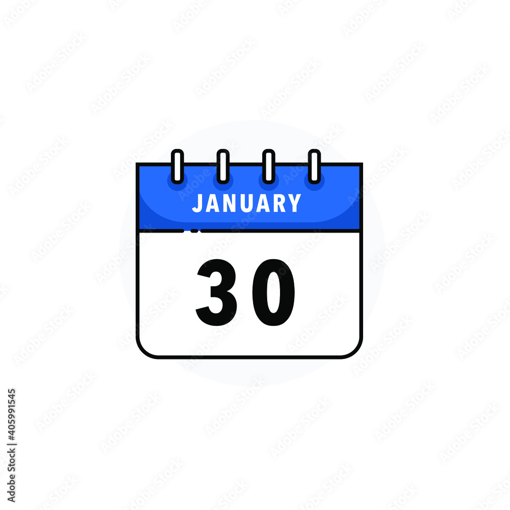 January 30 - Calendar Icon With Flat Design Concept - Vector Illustration January 30 - Calendar Icon With Flat Design Concept - Vector Illustration