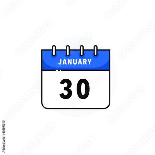 January 30 - Calendar Icon With Flat Design Concept - Vector Illustration