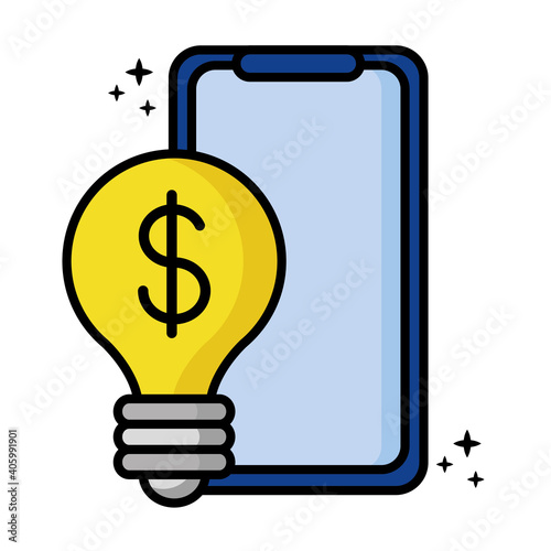 smartphone with dollar symbol in bulb light icon vector illustration design