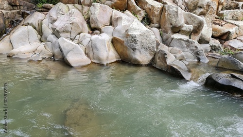 Beautiful landscape of river and rock canyon. 