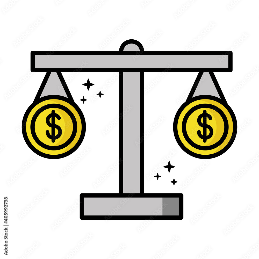 coins money dollars in scale balance financial icons vector illustration design coins money dollars in scale balance financial icons vector illustration design