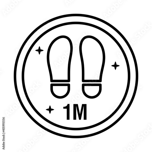 reopening sticker with footprint location line style icon vector illustration design