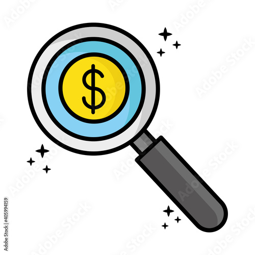 coin money dollar with magnifying glass financial icon vector illustration design