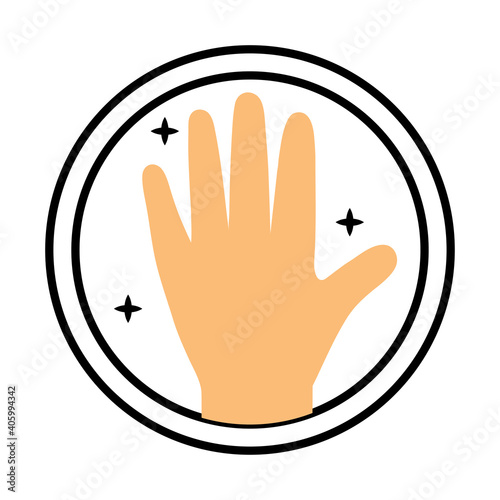 hand human dont touch reopening sticker half line style icon vector illustration design