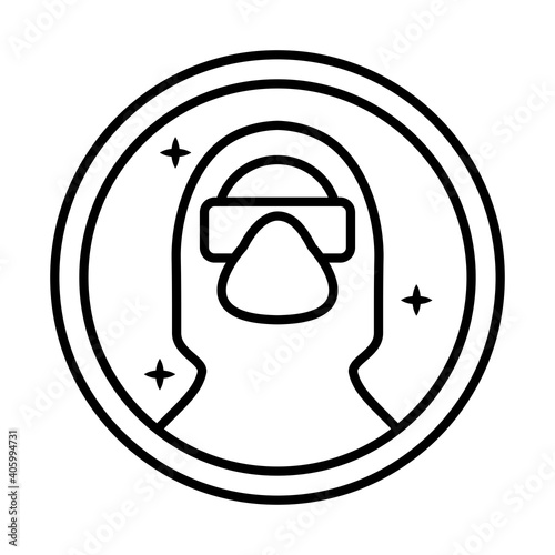 use biosafety suit sticker line style icon vector illustration design