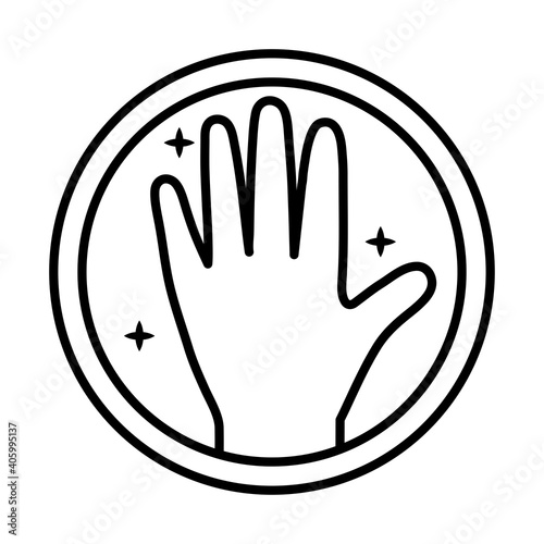 hand human dont touch reopening sticker line style icon vector illustration design