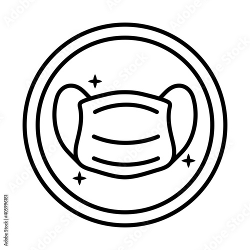 medical mask sticker line style icon vector illustration design