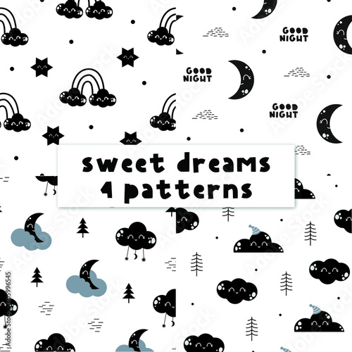 Nursery pattern design in trendy Scandinavian style 