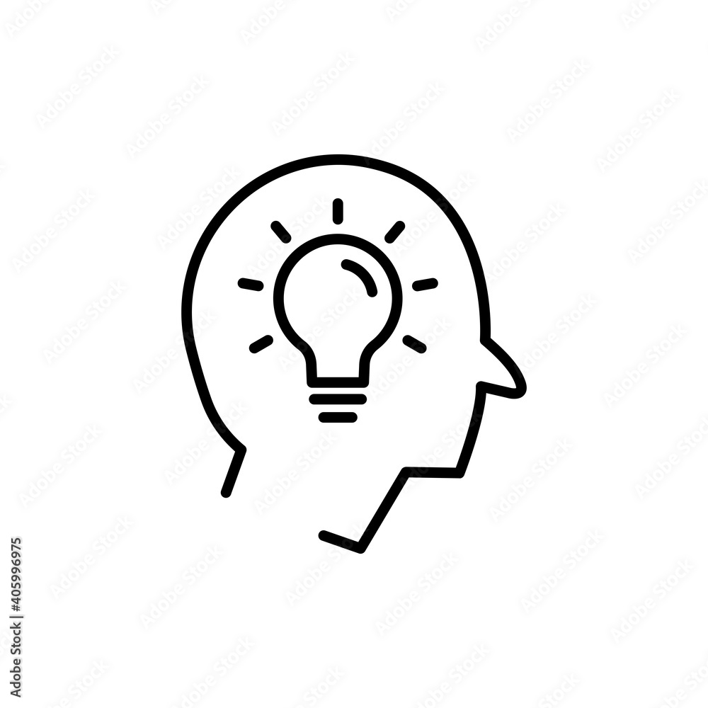 Head line icon with light bulb. Concept of new idea. Idea generation process. simple design editable. Design template vector Head line icon with light bulb. Concept of new idea. Idea generation process. simple design editable. Design template vector