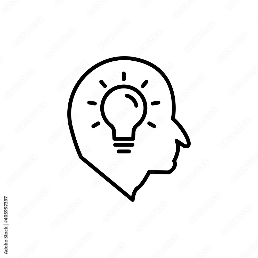 Head line icon with light bulb. Concept of new idea. Idea generation process. simple design editable. Design template vector Head line icon with light bulb. Concept of new idea. Idea generation process. simple design editable. Design template vector
