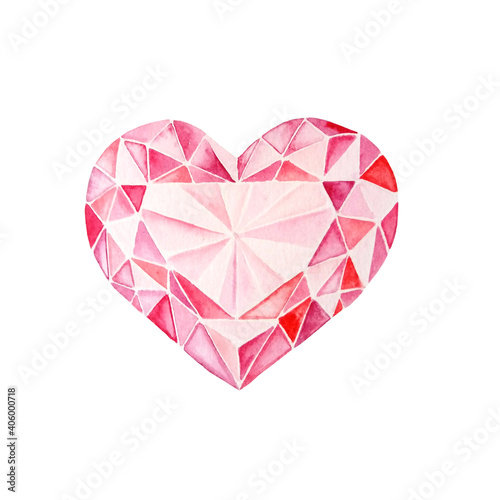 Wallpaper Mural Pink diamond heart for Valentine's Day in watercolor Torontodigital.ca
