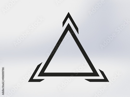Triangle logo three line break out of the white background illustration 3D