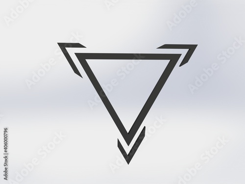 Triangle logo three line break out of the white background illustration 3D