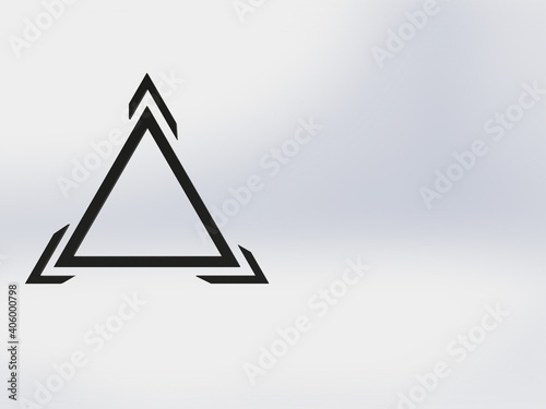 Triangle logo three line break out of the white background illustration 3D