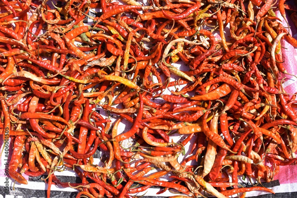 Fototapeta premium red chili peppers close up background