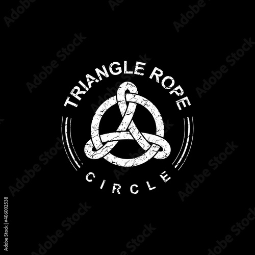 White triangle rope overlapping a circle on black background t-shirt design.