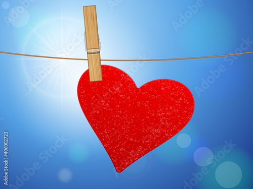 Heart on cloth line