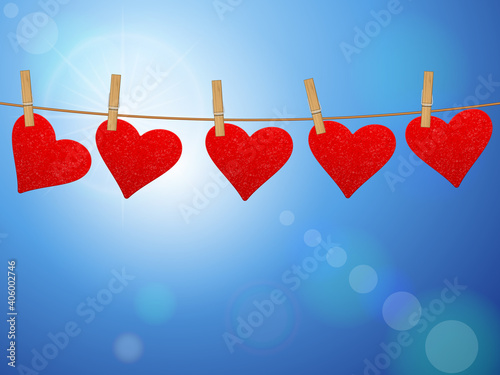 Hearts on cloth line