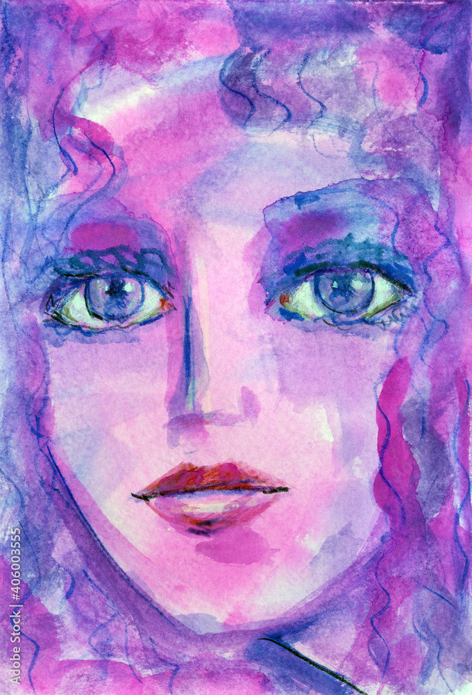 Abstract Expressionist Watercolor Portrait